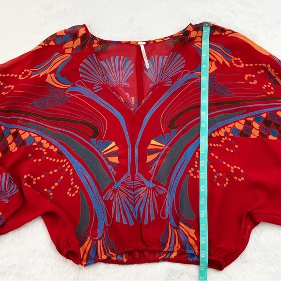 Like New Red and Blue Sheer Free People Beneath the Sea Top, size XS - Picture 3 of 7